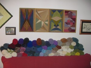 IMG_1096 Some of Joan's scarf collection & wall hangings